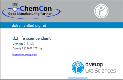 Eingangsbildschirm des d.3 bei ChemCon