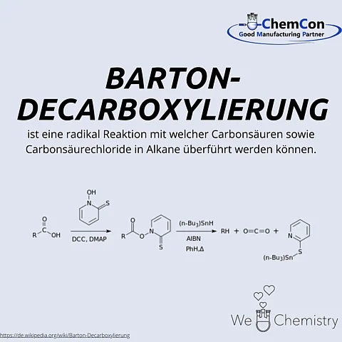 Schematische Darstellung der Barton-Decarboxylierung