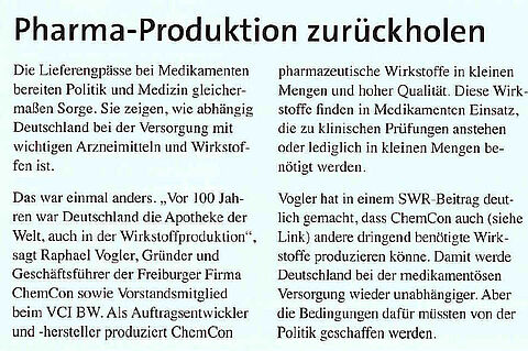 Pharma-Produktion zurückholen