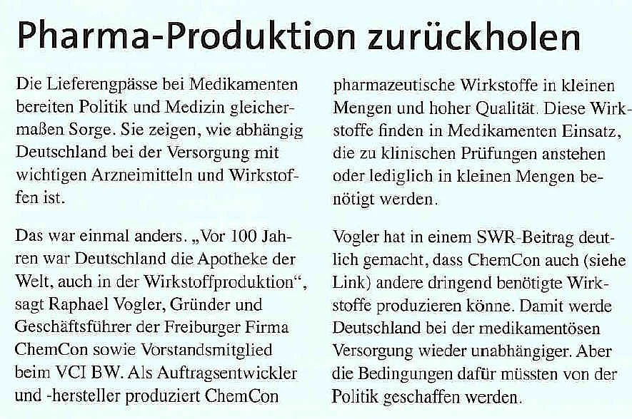 Pharma-Produktion zurückholen