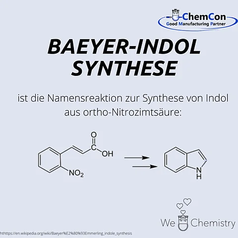 Schematische Darstellung der Baeyer-Indol-Synthese