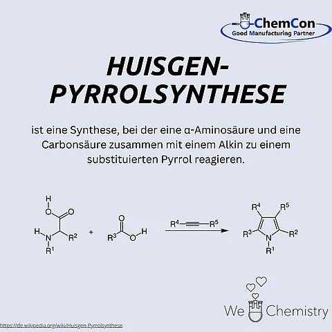 Schematische Darstellung der Huisgen-Pyrrolsynthese