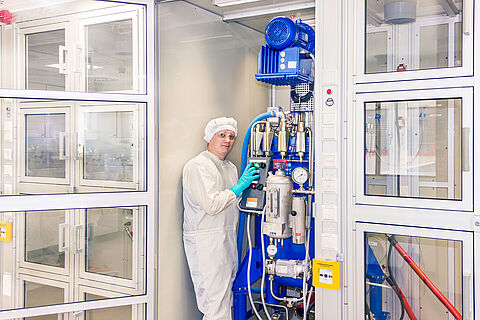 GMP manufacturing in clean room with 250L reactor