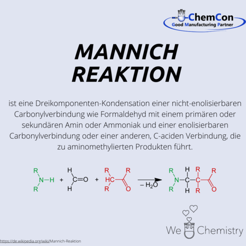 Schematische Darstellung der Mannich Reaktion